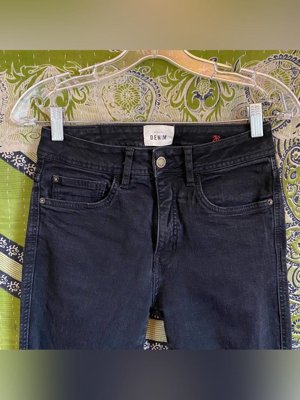 Sezane Black Slim Parfait Cotton Skinny Denim Jeans 26 Minimal Quiet Luxury - Picture 3 of 16